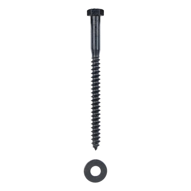 MAKERS BOLT 1/4 x 4 (50 Pack) Lag Screw Kit, 50 Screws and 50 Washers, Ceramic Black Ruspert Coating for Exterior Use, Meets ASTM A307 and ASME B18.2.1, Industrial/Commerical Grade by - Image 2